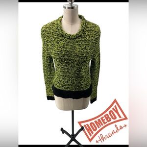 rag & bone Black and Green Cowl Neck Sweater
